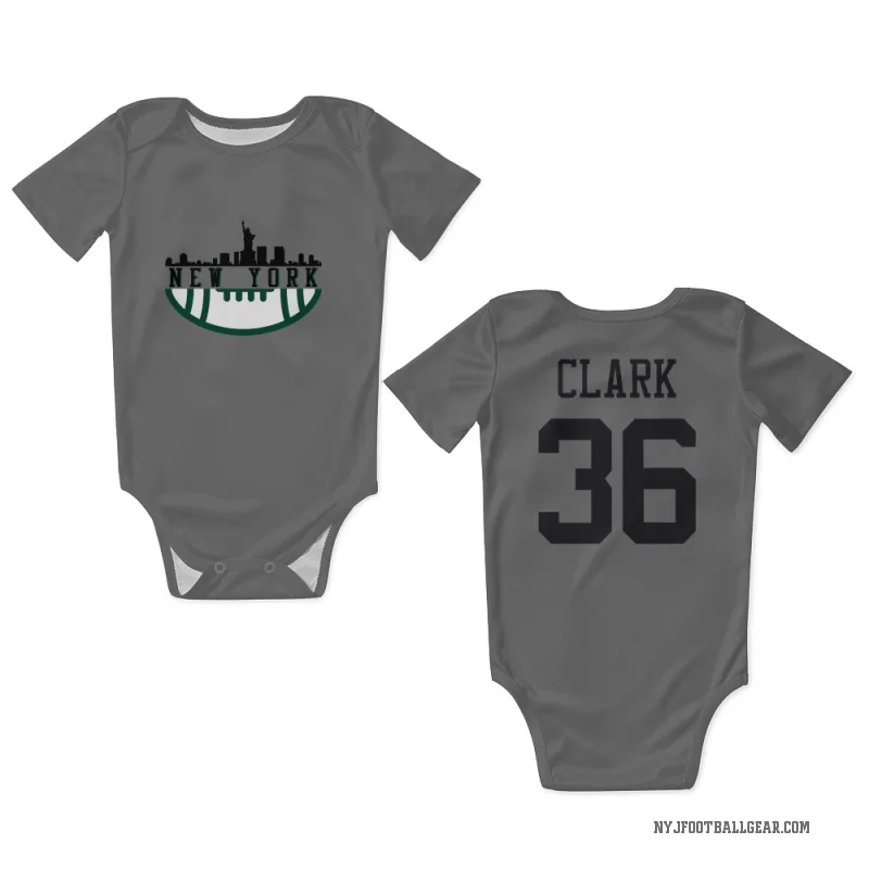 Chuck Clark New York Jets Silver Newborn & Infant Bodysuit