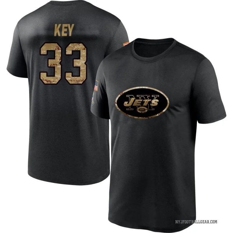 Jaylen Key Men's Black New York Jets 2020 Salute To Service Performance T-Shirt