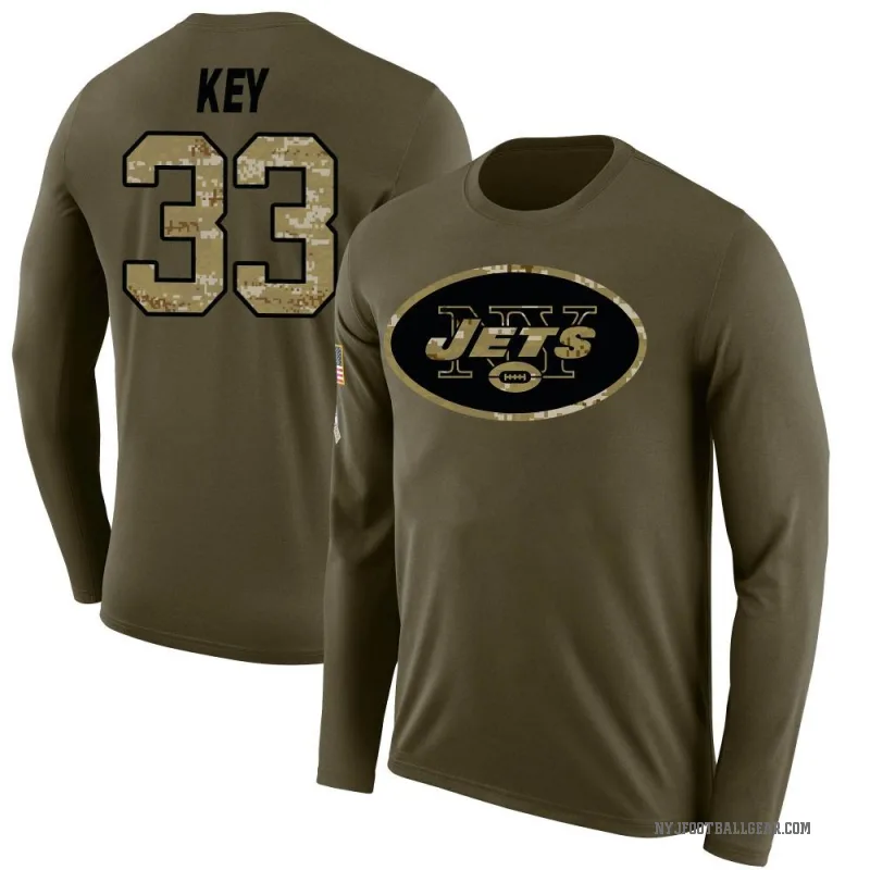 Jaylen Key Men's Olive New York Jets Salute to Service Sideline Long Sleeve T-Shirt