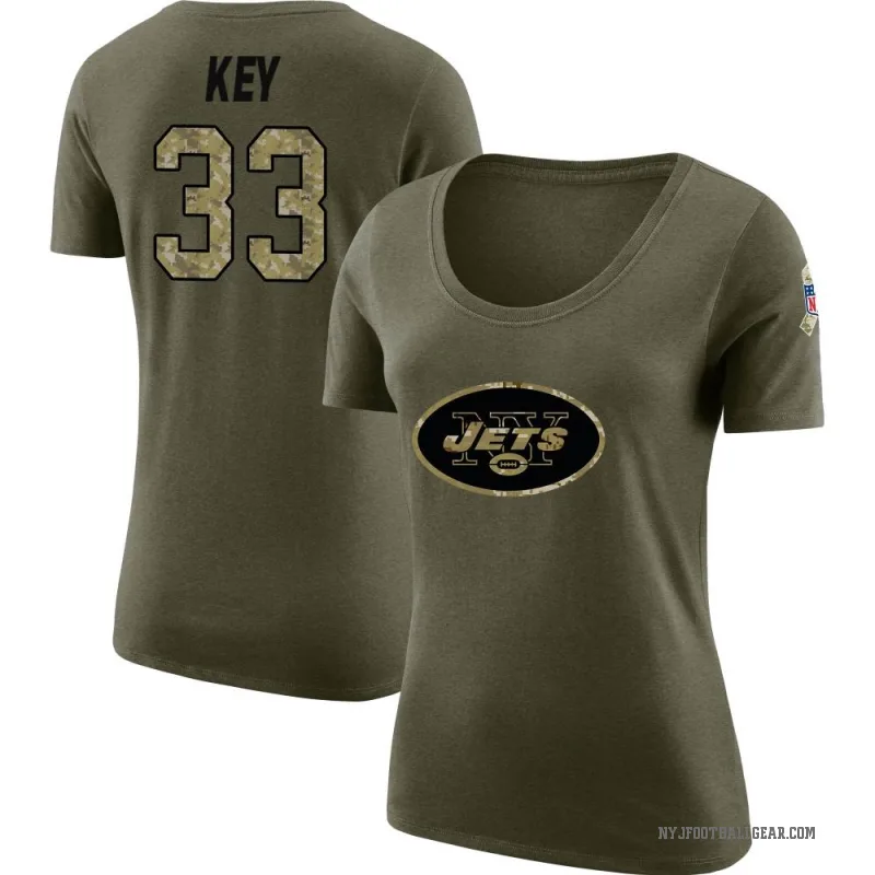 Jaylen Key Women's Olive New York Jets Salute to Service Scoop Neck T-Shirt