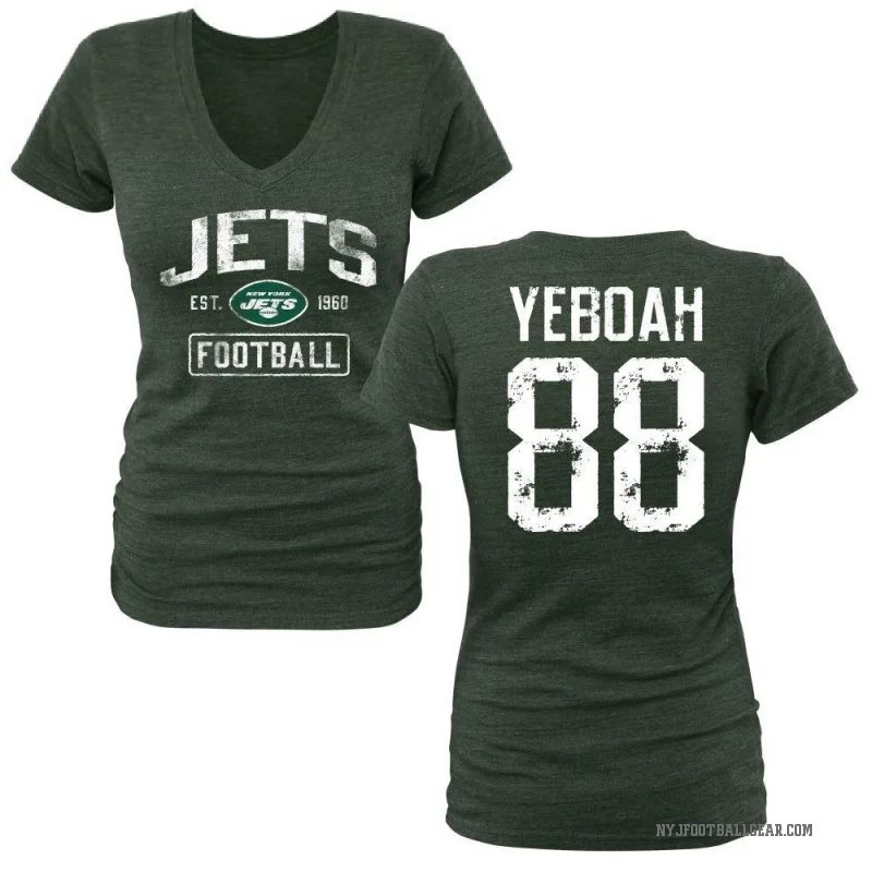 Kenny Yeboah Women's Green New York Jets Distressed V-Neck T-Shirt