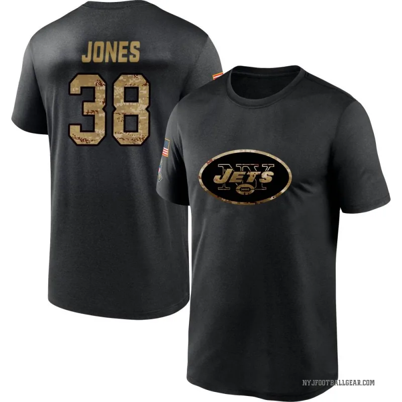 Myles Jones Men's Black New York Jets 2020 Salute To Service Performance T-Shirt