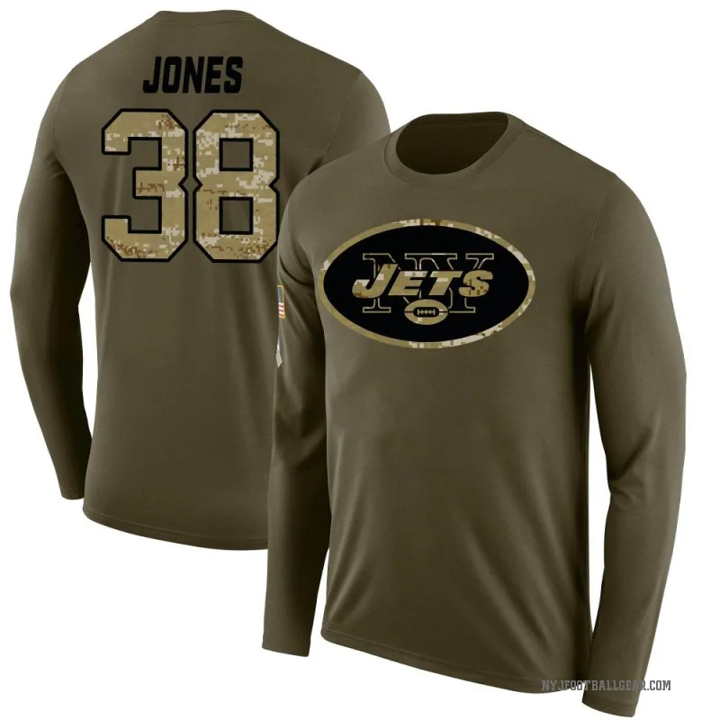 Myles Jones Men's Olive New York Jets Salute to Service Sideline Long Sleeve T-Shirt